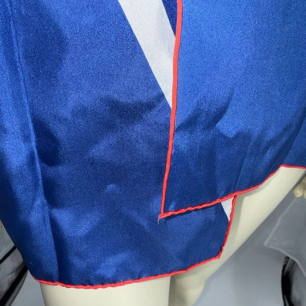 Vintage 80s Oblong Scarf 67x11 Pink Blue Red Stripe Colorblock Mod Long Neck Wra